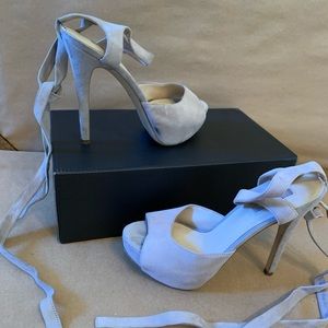 Brand new by guess comfy Grey heel with long lace